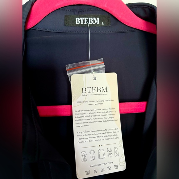 NWT gorgeous navy blue shirt dress, women’s size L - Picture 8 of 8